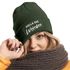 Damen Beanie mit Patch Strickmütze mit Spruch Holla die Weinfee Aufdruck Lustig Damenmütze Moonworks®preview