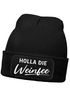 Damen Beanie mit Patch Strickmütze mit Spruch Holla die Weinfee Aufdruck Lustig Damenmütze Moonworks®preview