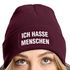 Damen Beanie mit Patch Strickmütze mit Spruch Ich hasse Menschen Statement Aufdruck Sarkasmus Ironie Damenmütze Moonworks®preview