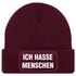 Damen Beanie mit Patch Strickmütze mit Spruch Ich hasse Menschen Statement Aufdruck Sarkasmus Ironie Damenmütze Moonworks®preview