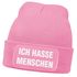 Damen Beanie mit Patch Strickmütze mit Spruch Ich hasse Menschen Statement Aufdruck Sarkasmus Ironie Damenmütze Moonworks®preview
