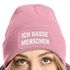 Damen Beanie mit Patch Strickmütze mit Spruch Ich hasse Menschen Statement Aufdruck Sarkasmus Ironie Damenmütze Moonworks®preview