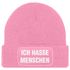 Damen Beanie mit Patch Strickmütze mit Spruch Ich hasse Menschen Statement Aufdruck Sarkasmus Ironie Damenmütze Moonworks®preview