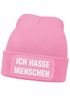 Damen Beanie mit Patch Strickmütze mit Spruch Ich hasse Menschen Statement Aufdruck Sarkasmus Ironie Damenmütze Moonworks®preview