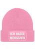 Damen Beanie mit Patch Strickmütze mit Spruch Ich hasse Menschen Statement Aufdruck Sarkasmus Ironie Damenmütze Moonworks®preview