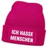 Damen Beanie mit Patch Strickmütze mit Spruch Ich hasse Menschen Statement Aufdruck Sarkasmus Ironie Damenmütze Moonworks®preview