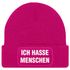 Damen Beanie mit Patch Strickmütze mit Spruch Ich hasse Menschen Statement Aufdruck Sarkasmus Ironie Damenmütze Moonworks®preview
