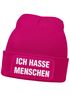 Damen Beanie mit Patch Strickmütze mit Spruch Ich hasse Menschen Statement Aufdruck Sarkasmus Ironie Damenmütze Moonworks®preview