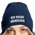 Damen Beanie mit Patch Strickmütze mit Spruch Ich hasse Menschen Statement Aufdruck Sarkasmus Ironie Damenmütze Moonworks®preview