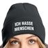 Damen Beanie mit Patch Strickmütze mit Spruch Ich hasse Menschen Statement Aufdruck Sarkasmus Ironie Damenmütze Moonworks®preview