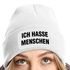 Damen Beanie mit Patch Strickmütze mit Spruch Ich hasse Menschen Statement Aufdruck Sarkasmus Ironie Damenmütze Moonworks®preview