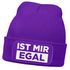 Damen Beanie mit Patch Strickmütze mit Spruch Ist mir egal lustig bedruckt Damenmütze Statement Moonworks®preview