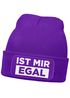 Damen Beanie mit Patch Strickmütze mit Spruch Ist mir egal lustig bedruckt Damenmütze Statement Moonworks®preview