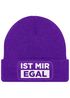 Damen Beanie mit Patch Strickmütze mit Spruch Ist mir egal lustig bedruckt Damenmütze Statement Moonworks®preview