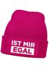 Damen Beanie mit Patch Strickmütze mit Spruch Ist mir egal lustig bedruckt Damenmütze Statement Moonworks®preview