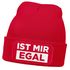 Damen Beanie mit Patch Strickmütze mit Spruch Ist mir egal lustig bedruckt Damenmütze Statement Moonworks®preview