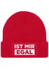 Damen Beanie mit Patch Strickmütze mit Spruch Ist mir egal lustig bedruckt Damenmütze Statement Moonworks®preview