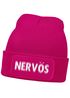 Damen Beanie mit Patch Strickmütze mit Spruch Nervös Aufdruck Statement Lustig Damenmütze Moonworks®preview