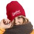 Damen Beanie mit Patch Strickmütze mit Spruch Party Eskaliert eh wieder Aufdruck Lustig Damenmütze Moonworks®preview