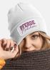 Damen Beanie mit Patch Strickmütze mit Spruch Pferdemädchen Aufdruck Lustig Damenmütze Geschenk Reiterin Moonworks®preview