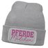 Damen Beanie mit Patch Strickmütze mit Spruch Pferdemädchen Aufdruck Lustig Damenmütze Geschenk Reiterin Moonworks®preview