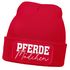 Damen Beanie mit Patch Strickmütze mit Spruch Pferdemädchen Aufdruck Lustig Damenmütze Geschenk Reiterin Moonworks®preview