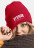 Damen Beanie mit Patch Strickmütze mit Spruch Pferdemädchen Aufdruck Lustig Damenmütze Geschenk Reiterin Moonworks®preview