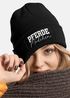 Damen Beanie mit Patch Strickmütze mit Spruch Pferdemädchen Aufdruck Lustig Damenmütze Geschenk Reiterin Moonworks®preview