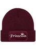 Damen Beanie mit Patch Strickmütze mit Spruch Prinzessin Krone Aufdruck Lustig Damenmütze Moonworks®preview