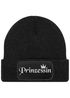 Damen Beanie mit Patch Strickmütze mit Spruch Prinzessin Krone Aufdruck Lustig Damenmütze Moonworks®preview
