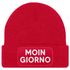 Damen Beanie mit Patch Strickmütze mit Spruch Wortspiel Moin Giorno Lustig Damenmütze Moonworks®preview