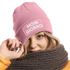 Damen Beanie mit Patch Strickmütze mit Spruch Wortspiel Moin Giorno Lustig Damenmütze Moonworks®preview