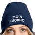 Damen Beanie mit Patch Strickmütze mit Spruch Wortspiel Moin Giorno Lustig Damenmütze Moonworks®preview