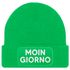 Damen Beanie mit Patch Strickmütze mit Spruch Wortspiel Moin Giorno Lustig Damenmütze Moonworks®preview