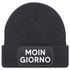 Damen Beanie mit Patch Strickmütze mit Spruch Wortspiel Moin Giorno Lustig Damenmütze Moonworks®preview