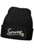 Damen Beanie mit Patch Strickmütze Spruch Servus Mei Dirndl is in da Wäsch Aufdruck Lustig Damenmütze Accessoires Bierfest Moonworks®preview