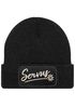 Damen Beanie mit Patch Strickmütze Spruch Servus Mei Dirndl is in da Wäsch Aufdruck Lustig Damenmütze Accessoires Bierfest Moonworks®preview