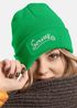 Damen Beanie mit Patch Strickmütze Spruch Servus Mei Dirndl is in da Wäsch Aufdruck Lustig Damenmütze Accessoires Bierfest Moonworks®preview