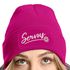 Damen Beanie mit Patch Strickmütze Spruch Servus Mei Dirndl is in da Wäsch Aufdruck Lustig Damenmütze Accessoires Bierfest Moonworks®preview