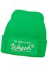 Damen Beanie mit Patch Strickmütze Spruch Servus Mei Dirndl is in da Wäsch Aufdruck Lustig Damenmütze Accessoires Bierfest Moonworks®preview