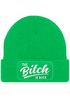 Damen Beanie mit Patch The Bitch is back Strickmütze mit Spruch Aufdruck Lustig Damenmütze Moonworks®preview