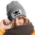 Damen Beanie mit Patch Totenkopf Design Strickmütze mit Spruch Aufdruck Lustig Damenmütze Moonworks®preview