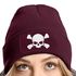 Damen Beanie mit Patch Totenkopf Design Strickmütze mit Spruch Aufdruck Lustig Damenmütze Moonworks®preview