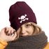Damen Beanie mit Patch Totenkopf Design Strickmütze mit Spruch Aufdruck Lustig Damenmütze Moonworks®preview