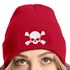 Damen Beanie mit Patch Totenkopf Design Strickmütze mit Spruch Aufdruck Lustig Damenmütze Moonworks®preview