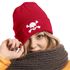 Damen Beanie mit Patch Totenkopf Design Strickmütze mit Spruch Aufdruck Lustig Damenmütze Moonworks®preview