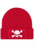 Damen Beanie mit Patch Totenkopf Design Strickmütze mit Spruch Aufdruck Lustig Damenmütze Moonworks®preview