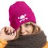 Damen Beanie mit Patch Totenkopf Design Strickmütze mit Spruch Aufdruck Lustig Damenmütze Moonworks®preview