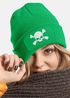 Damen Beanie mit Patch Totenkopf Design Strickmütze mit Spruch Aufdruck Lustig Damenmütze Moonworks®preview