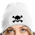 Damen Beanie mit Patch Totenkopf Design Strickmütze mit Spruch Aufdruck Lustig Damenmütze Moonworks®preview